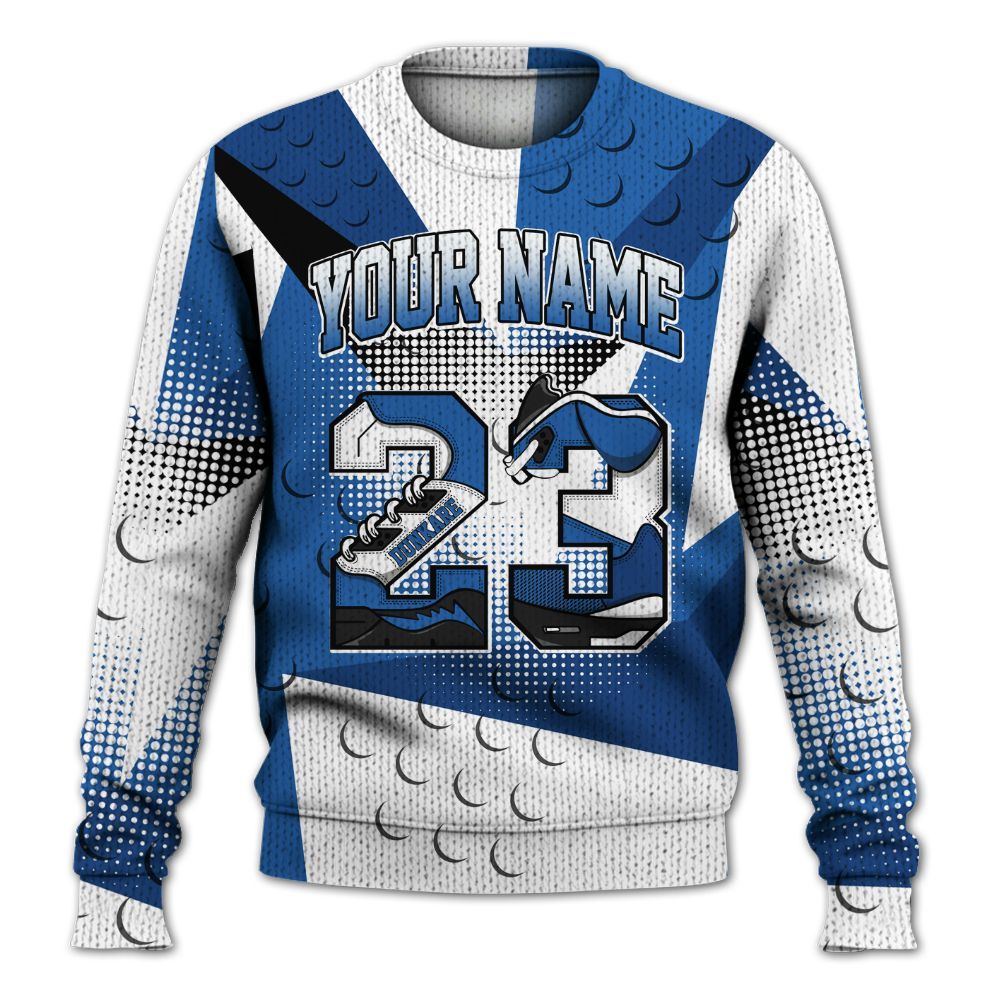 Knitted Sweater To Match Brave Blue 13s - Poly Custom Name Number 23 5s