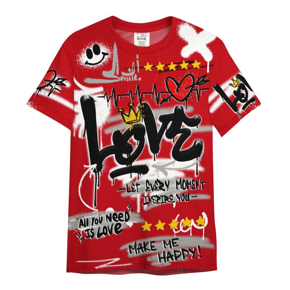 Shirt To Match Air Griffey Max Gray Reds 1s - Happy Love Beats Graffiti Streetwear All Over Print