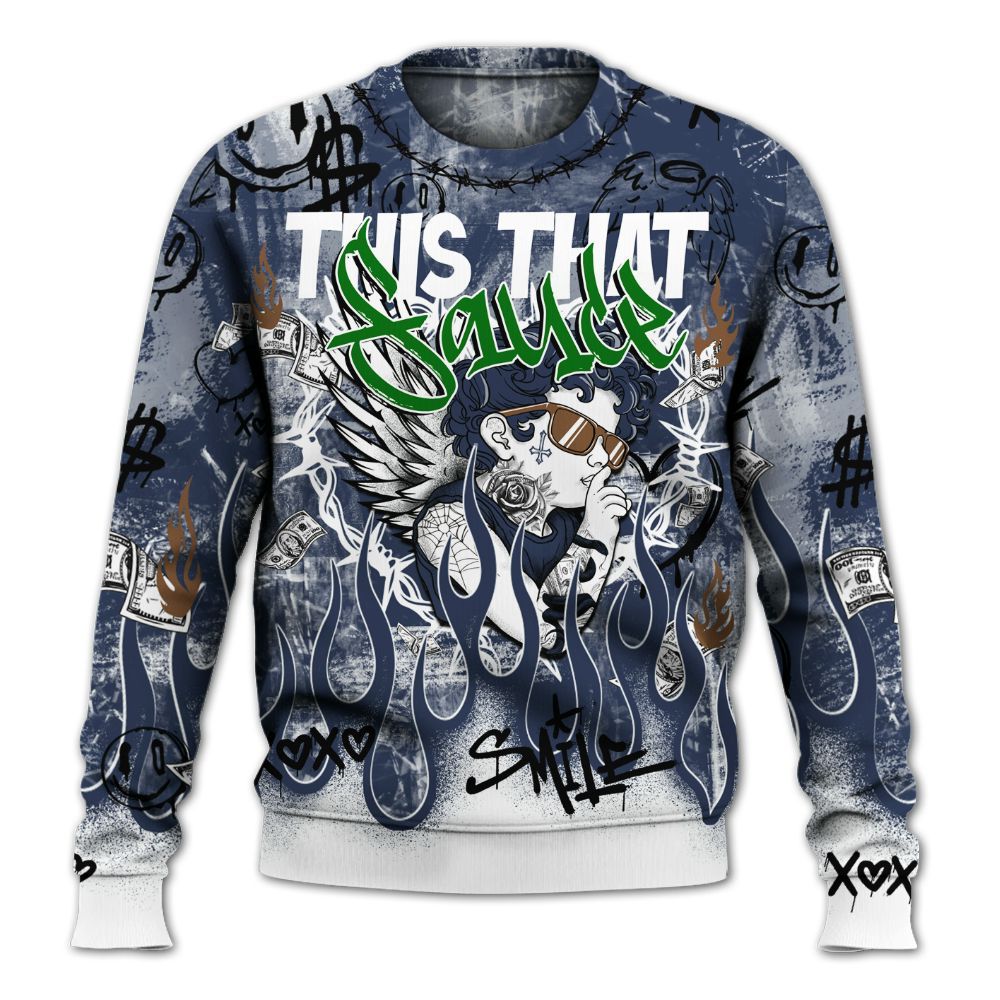 Sweatshirt To Match Midnight Navy 13s - This That Sauce Angel All Over Print