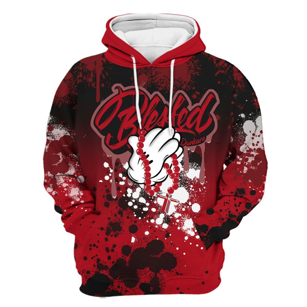 Hoodie To Match Bred Velvet 11s - God Blessed Ink Drip All Over Print