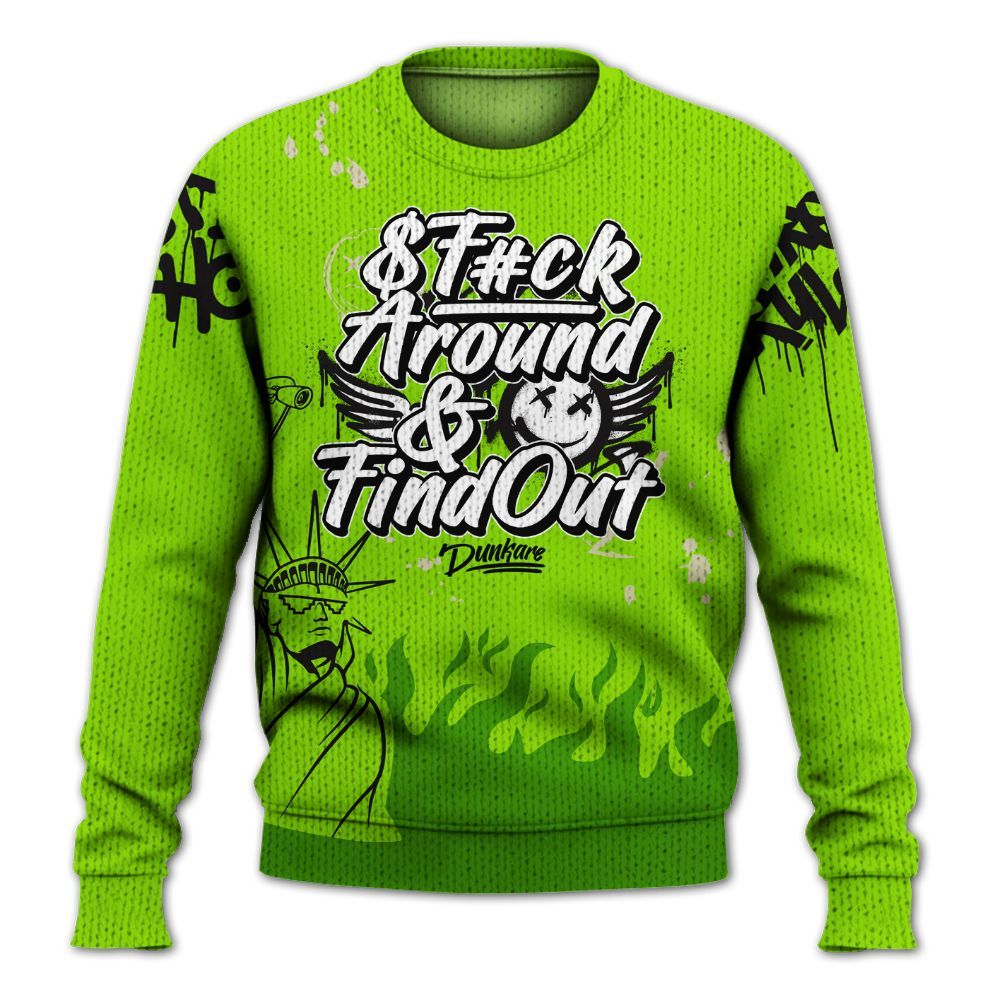 Knitted Sweater To Match Electric Green 6s - Graphic Fck Around Find Out