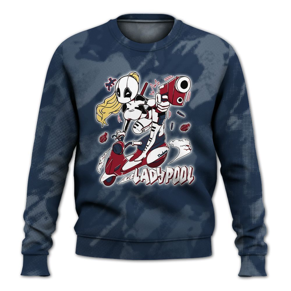 Sweatshirt To Match White Midnight Navy 6s - Lady Pool Cartoon Abstract Halftone All Over Print