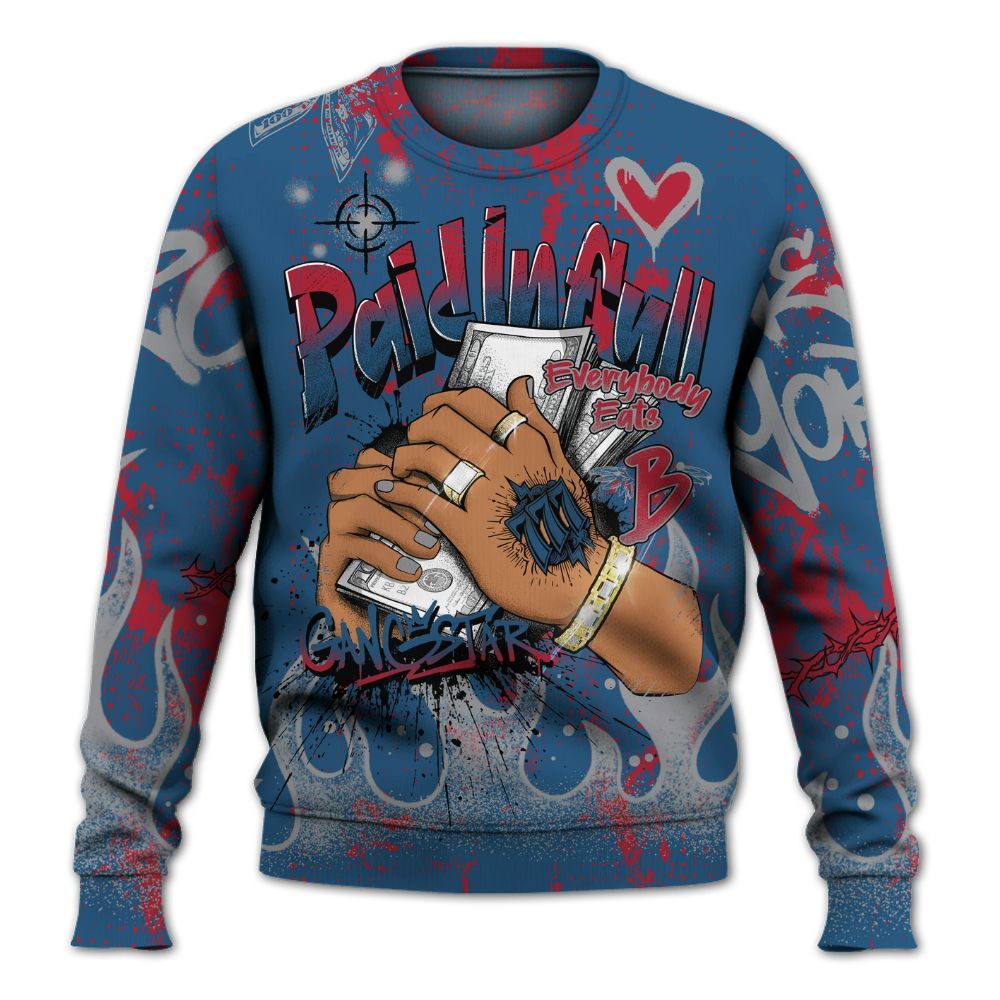 Sweatshirt To Match Rare Air 3s - Lucky Money Paid In Full Graffiti All Over Print