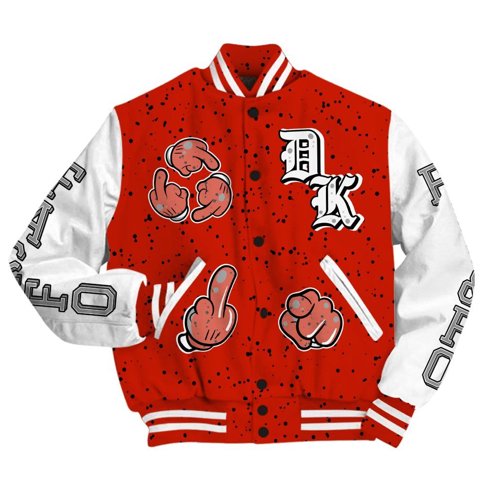 Varsity Jacket To Match Red Cement 4s - F Around Find Out Graphic All Over Print