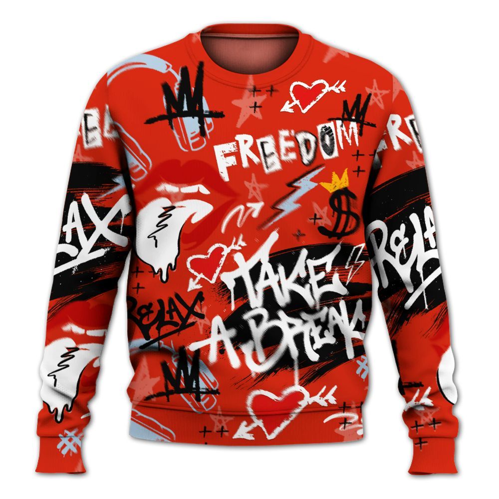 Sweatshirt To Match Retro Cherry 11s - Take Break Freedom Graffiti Streetwear All Over Print