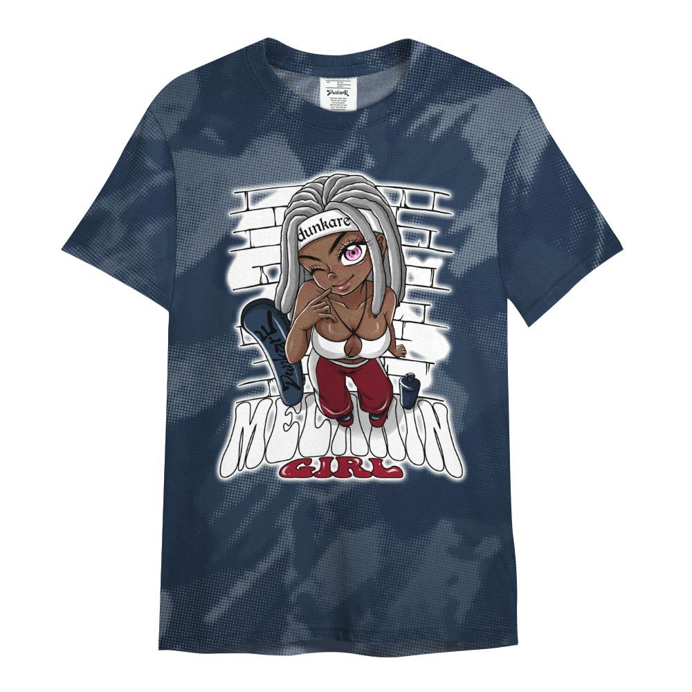 Shirt To Match White Midnight Navy 6s - MelaninGirl Abstract Halftone All Over Print