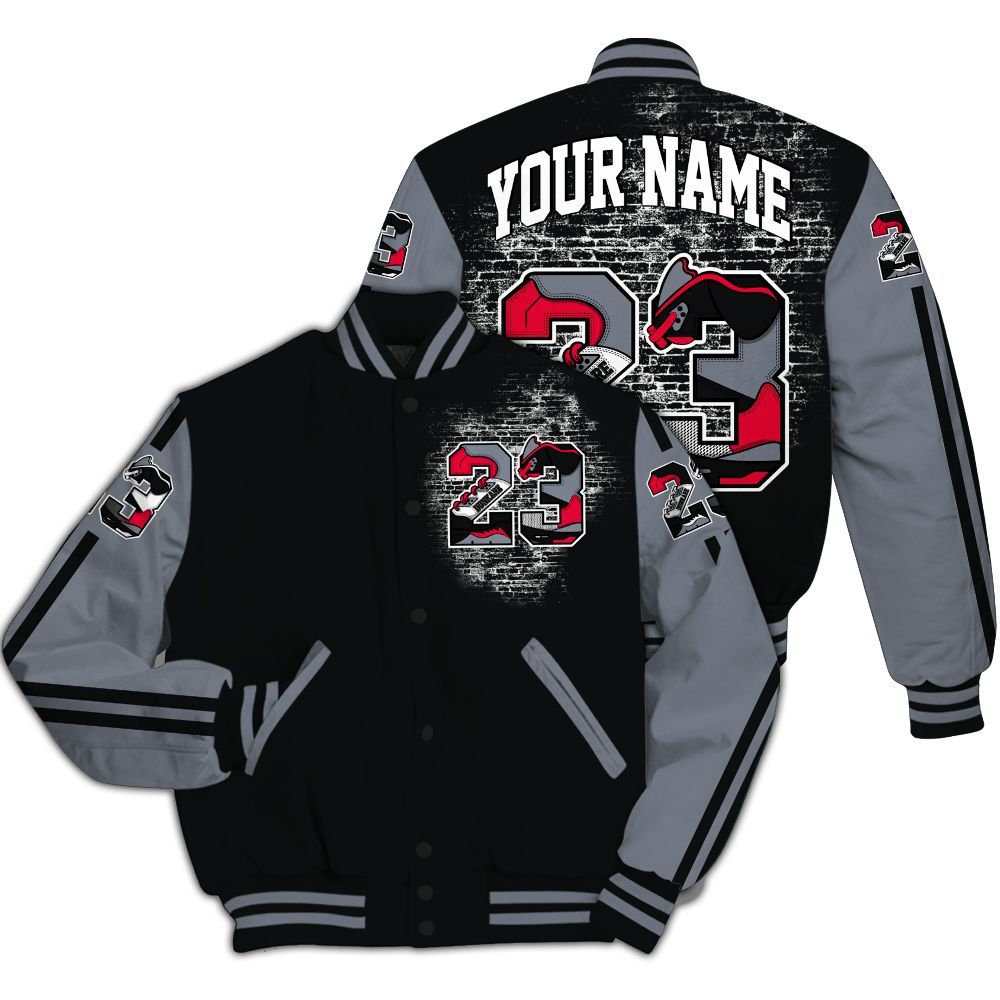 Varsity Jacket To Match Mid Black Metallic 1s - Custom Name Number 23 5s All Over Print