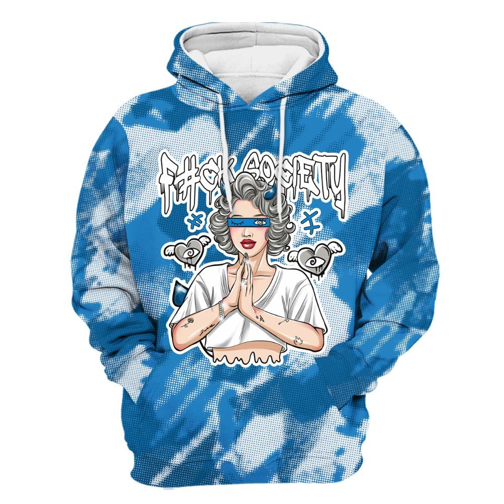 Hoodie To Match Industrial Blue 4s - F#ck Xociety Halftone All Over Print
