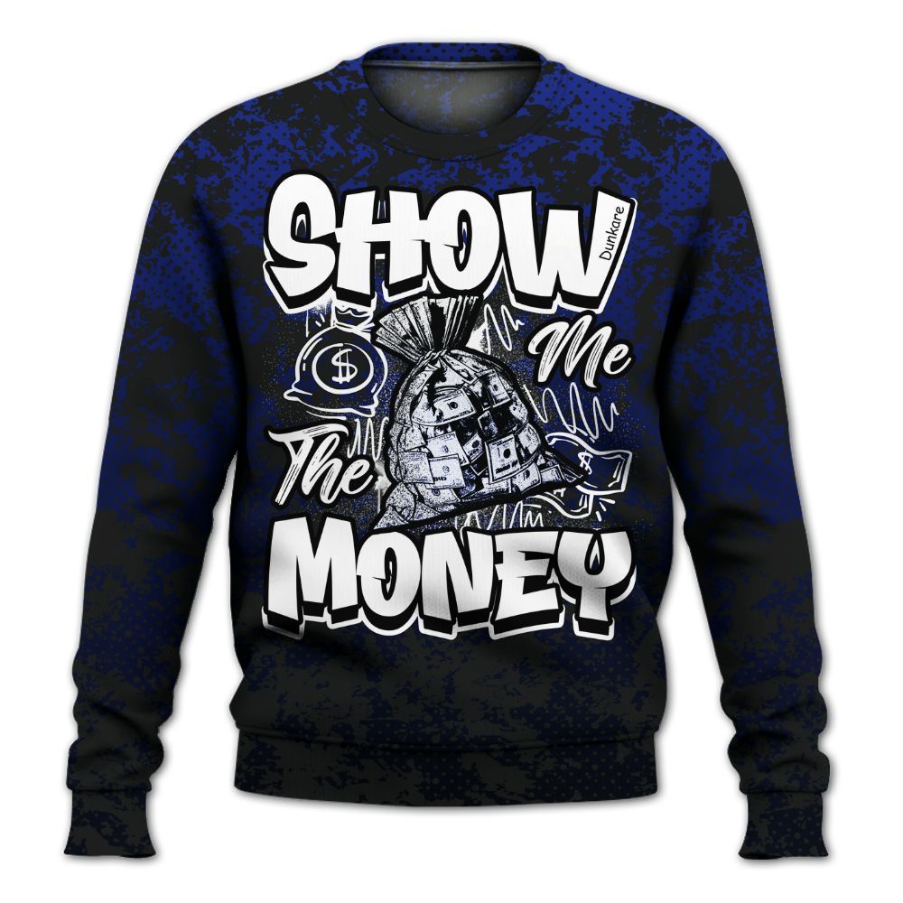 Sweatshirt To Match Air Max Plus Black Racer Blue - Show Me The Money Retro All Over Print