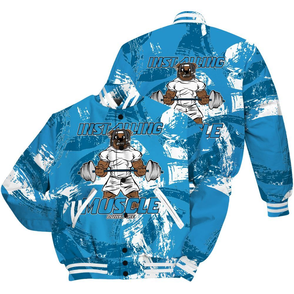 Varsity Jacket To Match Powder Blue 9s Shirt - Installing Muscle Bear Circle Slpash All Over Print