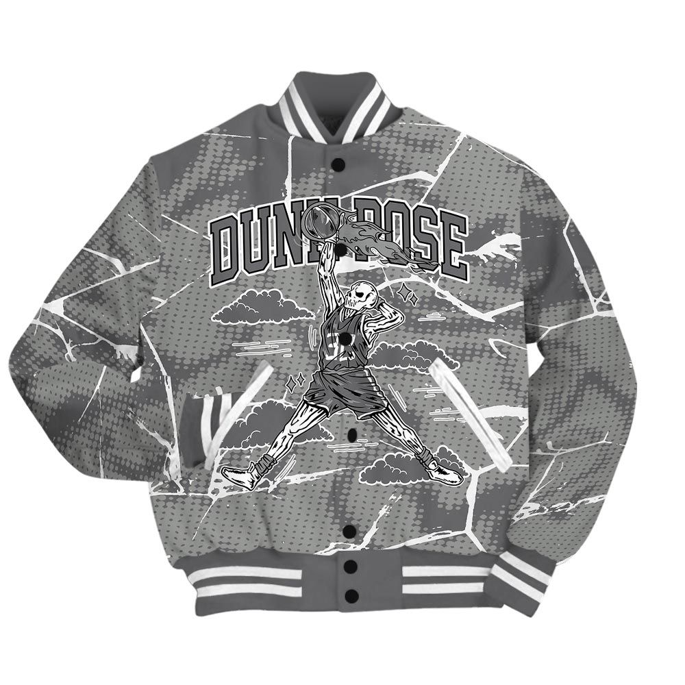 Varsity Jacket To Match Paris Cement Grey 4s - Pose Skeleton Crack Varsity Jacket Unisex
