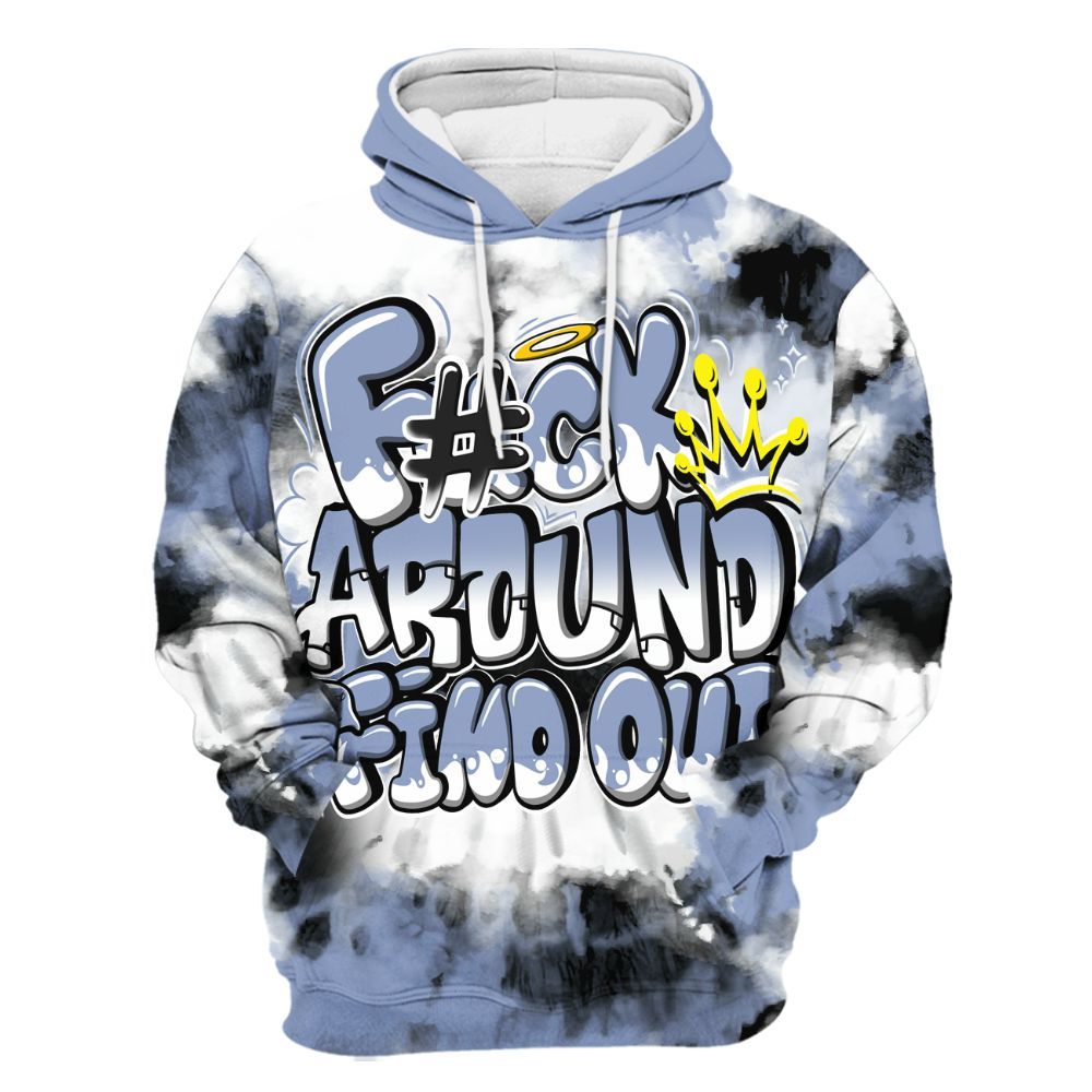 Hoodie To Match Blue Grey 13s - Tie Dye FK Around Find Out All Over Print