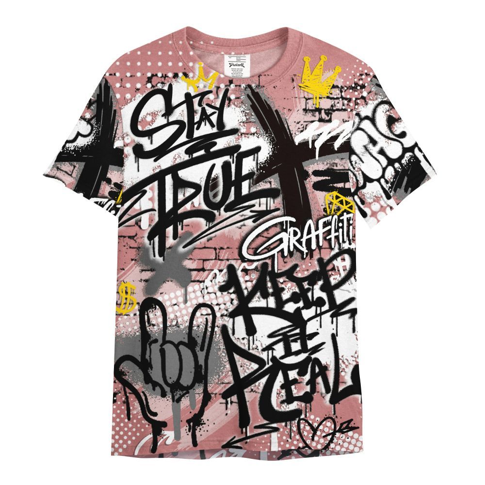 Shirt To Match Low OG Rust Pink 1s - True It Real Graffiti Streetwear All Over Print