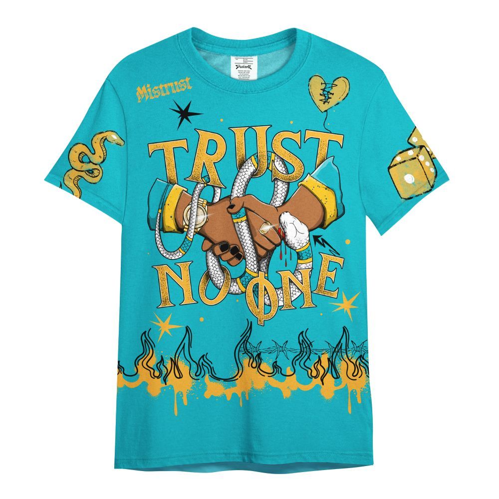 Shirt To Match Retro Aqua 5s - Trust No One Snake-Bite Doodle Crayon All Over Print
