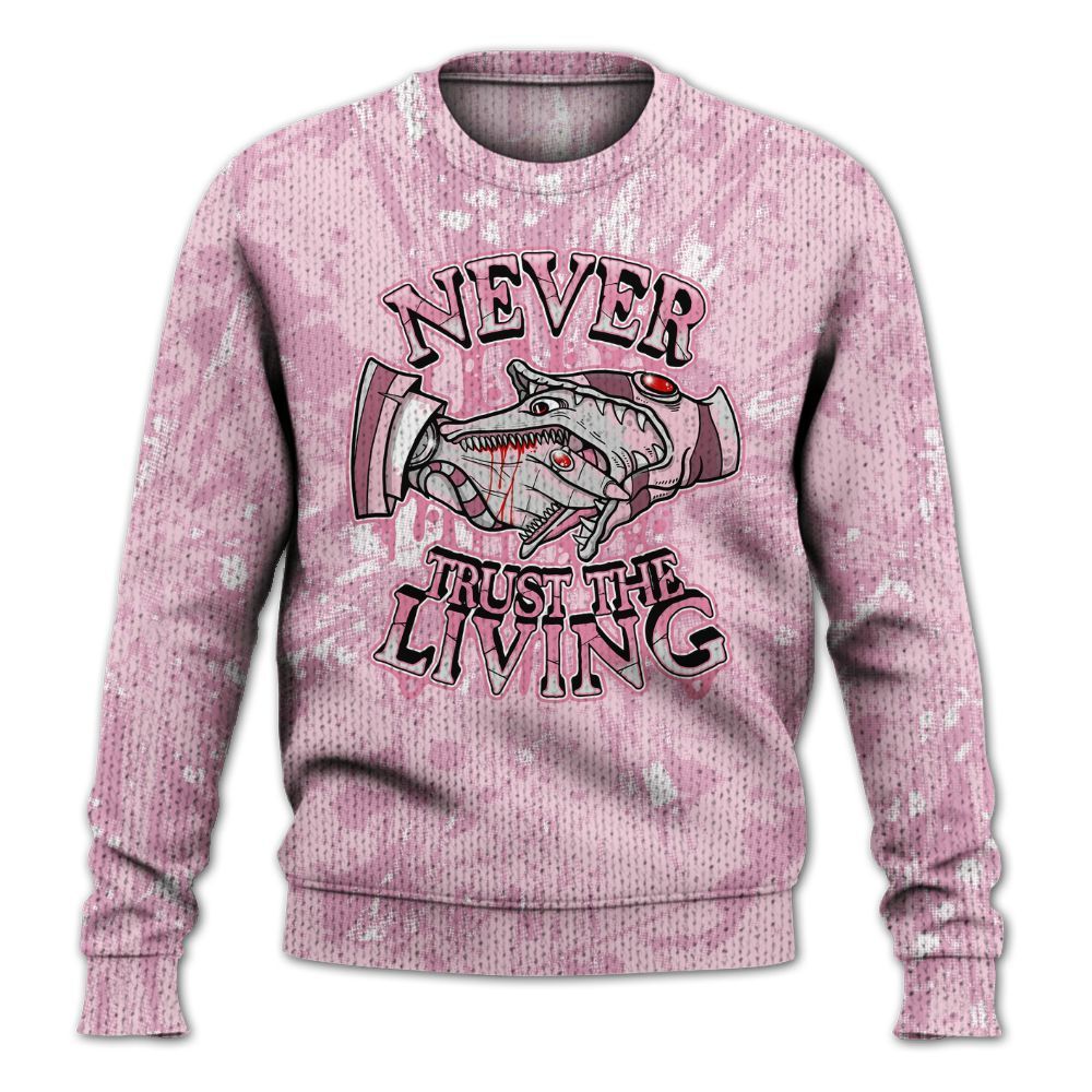 Knitted Sweater To Match Orchid 4s - Never Trusting Living Graphic Halloween