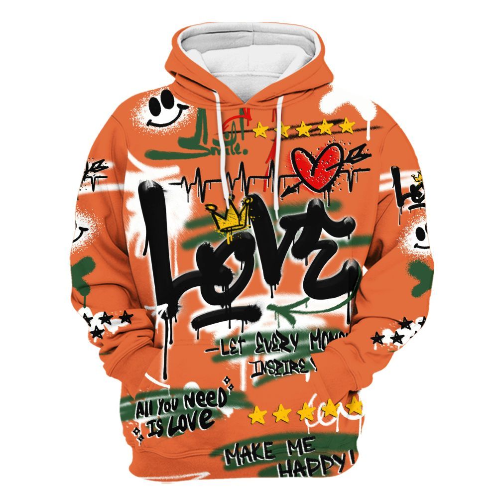 Hoodie To Match Low Miami 5s - Happy Love Beats Graffiti Streetwear All Over Print