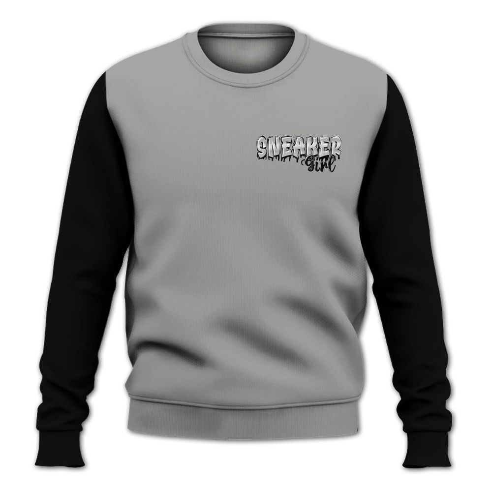 Sweatshirt To Match Black Wolf Grey 12s - Custom Name Sneaker Girl Money All Over Print
