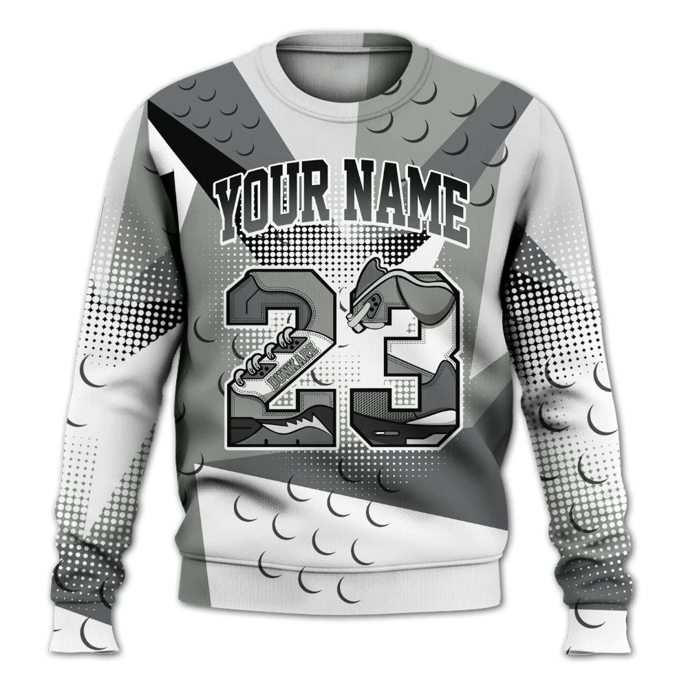 Sweatshirt To Match Paris Cement Grey 4s - Poly Custom Name Number 23 5s All Over Print
