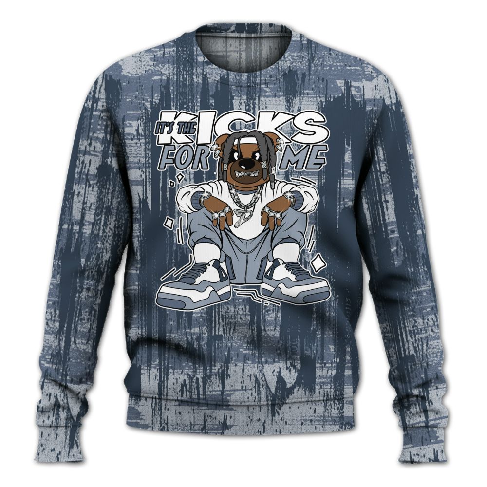 Sweatshirt To Match Low Diffused Blue 11s - Sneakers Bear Glitch Art All Over Print