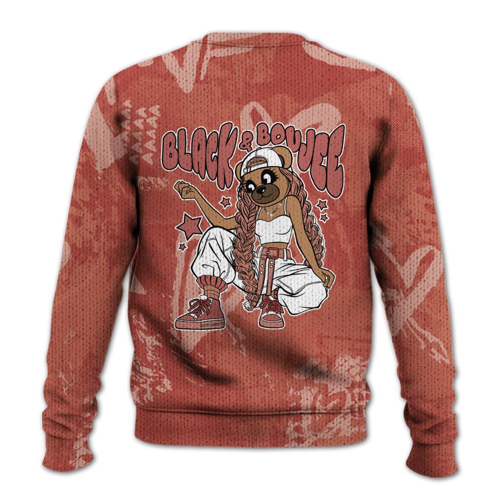 Knitted Sweater To Match Dune Red 13s - Boujee Girls Bear Heart Grunge