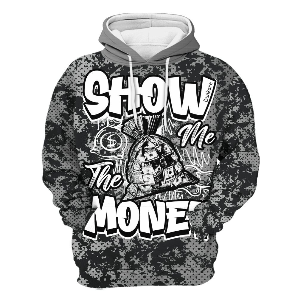 Hoodie To Match Metallic Silver 14s - Show Me The Money Retro All Over Print