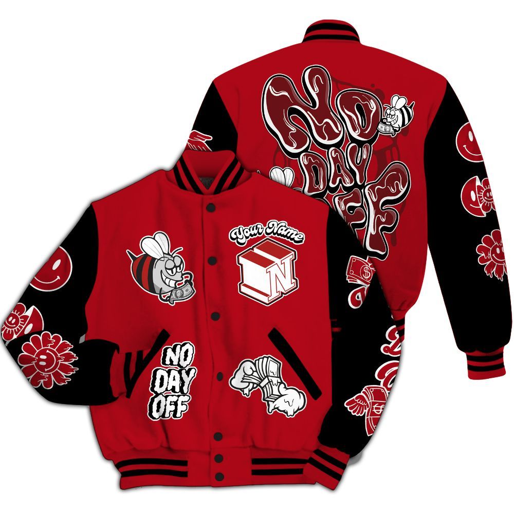 Varsity Jacket To Match Bred Velvet 11s - No Day Off Graphic Custom Name All Over Print