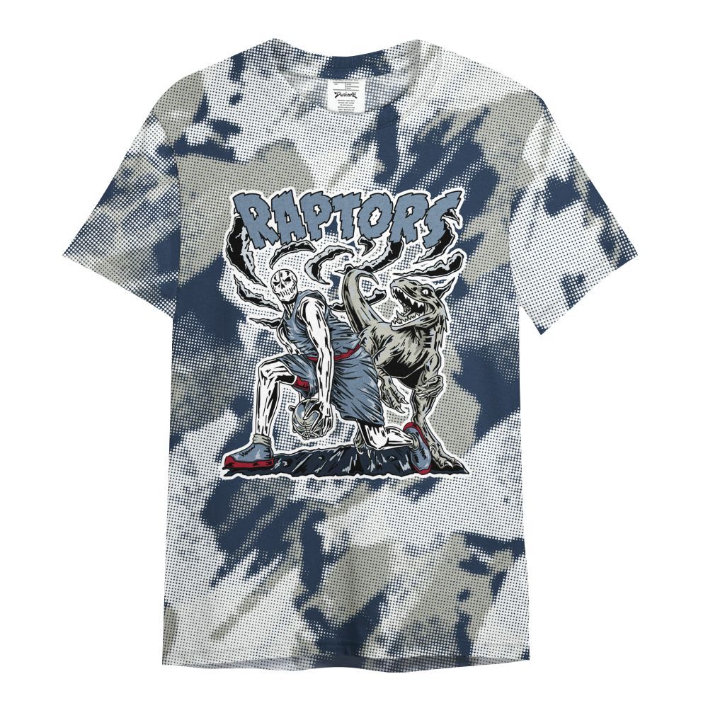 Shirt To Match White Midnight Navy 6s - Raptors Skeleton Abstract Halftone All Over Print
