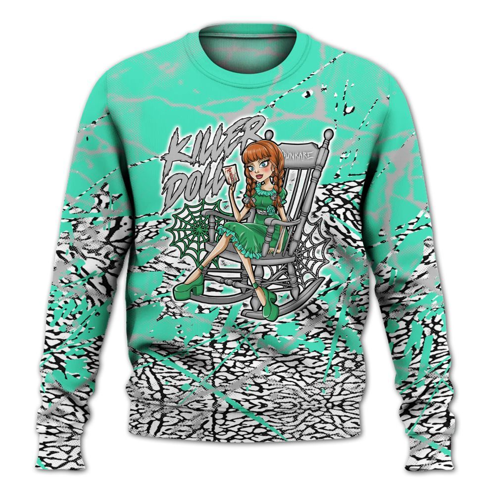 Sweatshirt To Match Black Green Glow 3s - Killer Doll-A Halloween Profound All Over Print