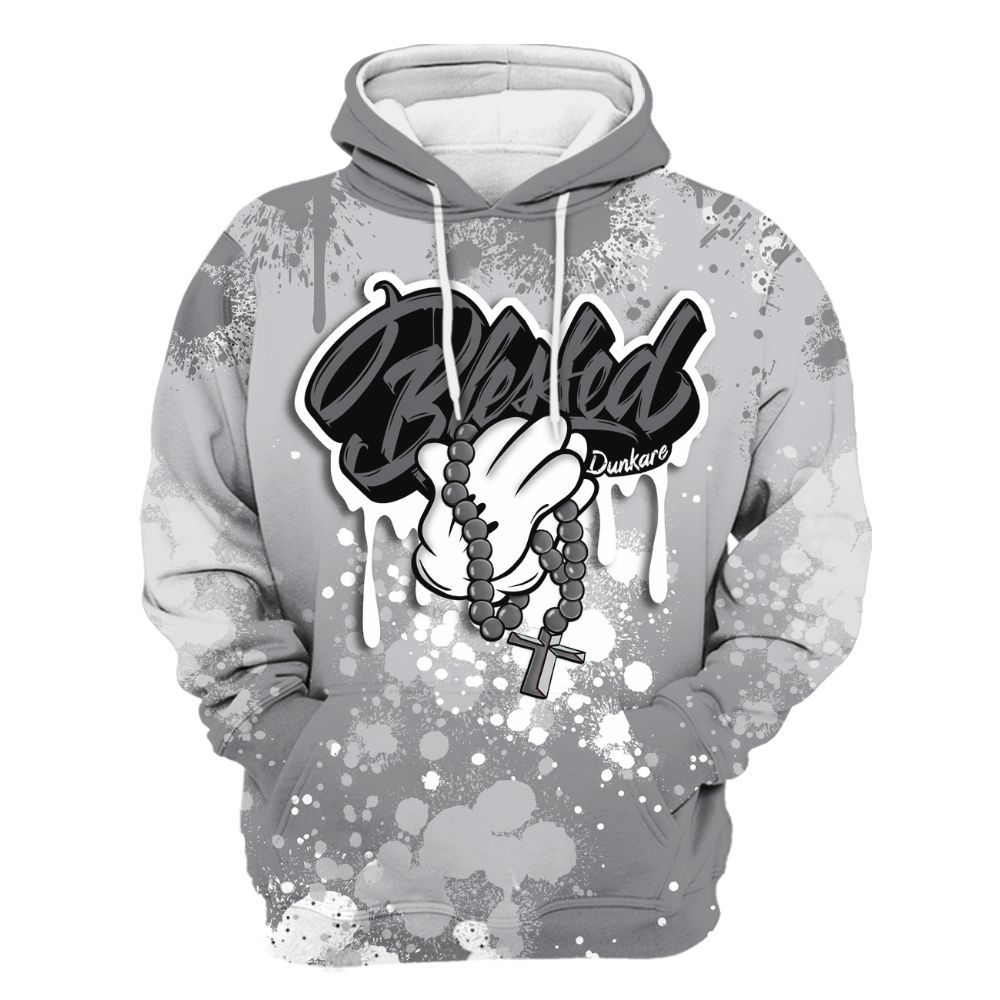 Hoodie To Match Retro Wolf Grey 5s - God Blessed Ink Drip All Over Print