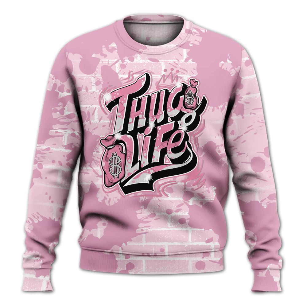 Sweatshirt To Match Orchid 4s - Free Thug Living Graphic Brick Art All Over Print