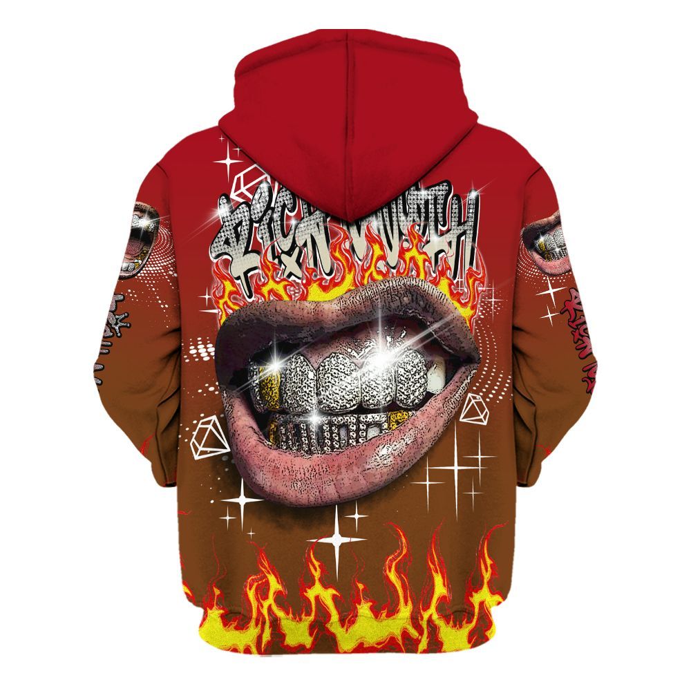 Hoodie To Match Archaeo Brown 5s - Rich Mouth Fire Rap Retro 90s All Over Print
