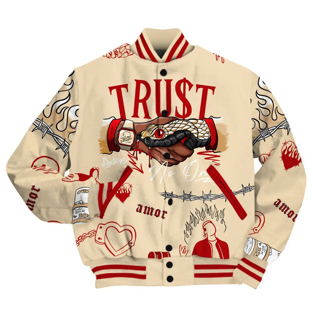 Varsity Jacket To Match Dunk Low Strawberry Waffle Shirt, Snake Trust No One All Over Print