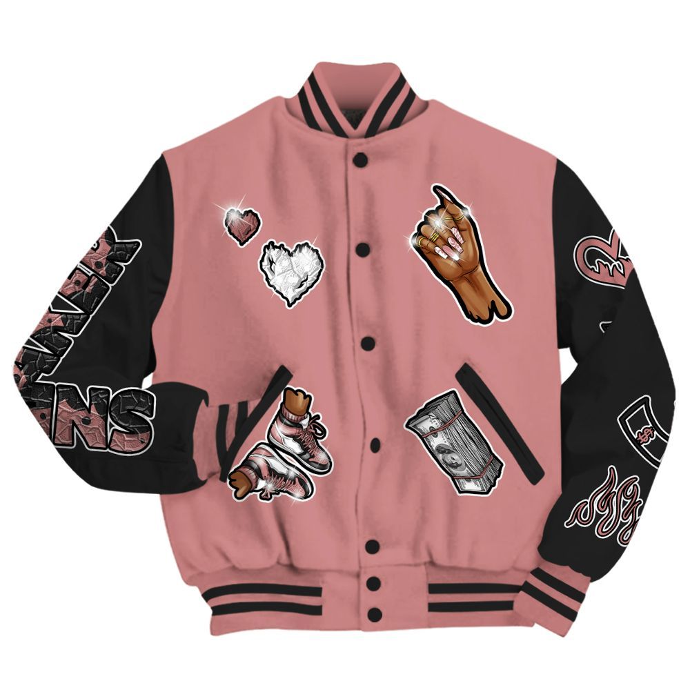 Varsity Jacket To Match Low OG Rust Pink 1s - Sneakerz Girlz All Over Print