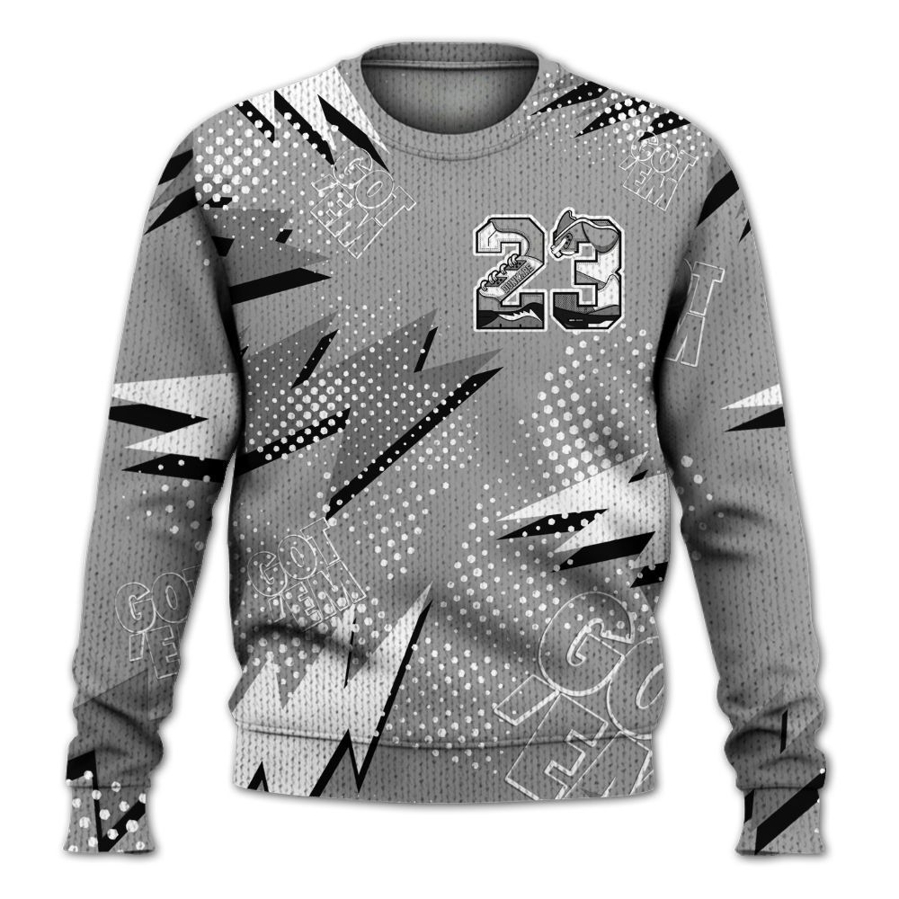 Knitted Sweater To Match Black Wolf Grey 12s - Custom Name Number 23 5s