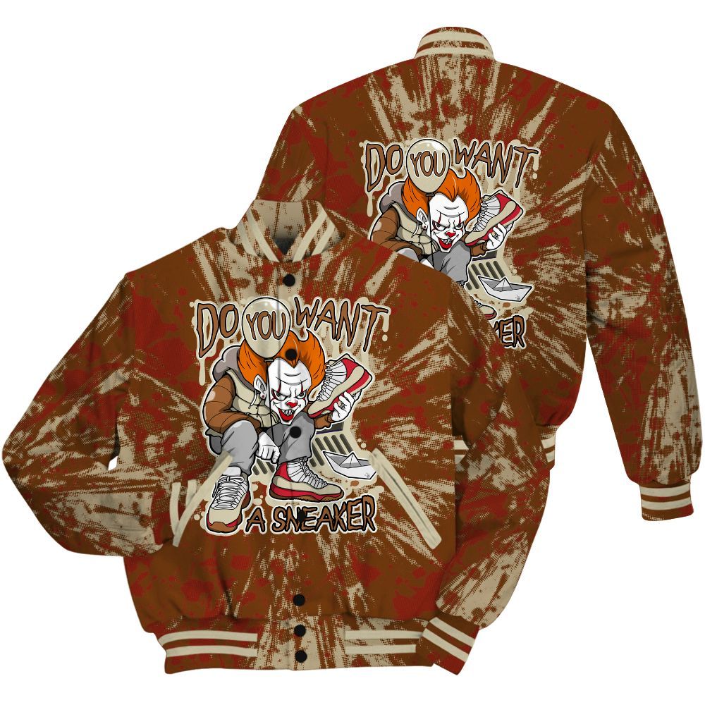 Varsity Jacket To Match Archaeo Brown 5s Shirt - Clown Scary Sneakers Graphic Halloween All Over Print