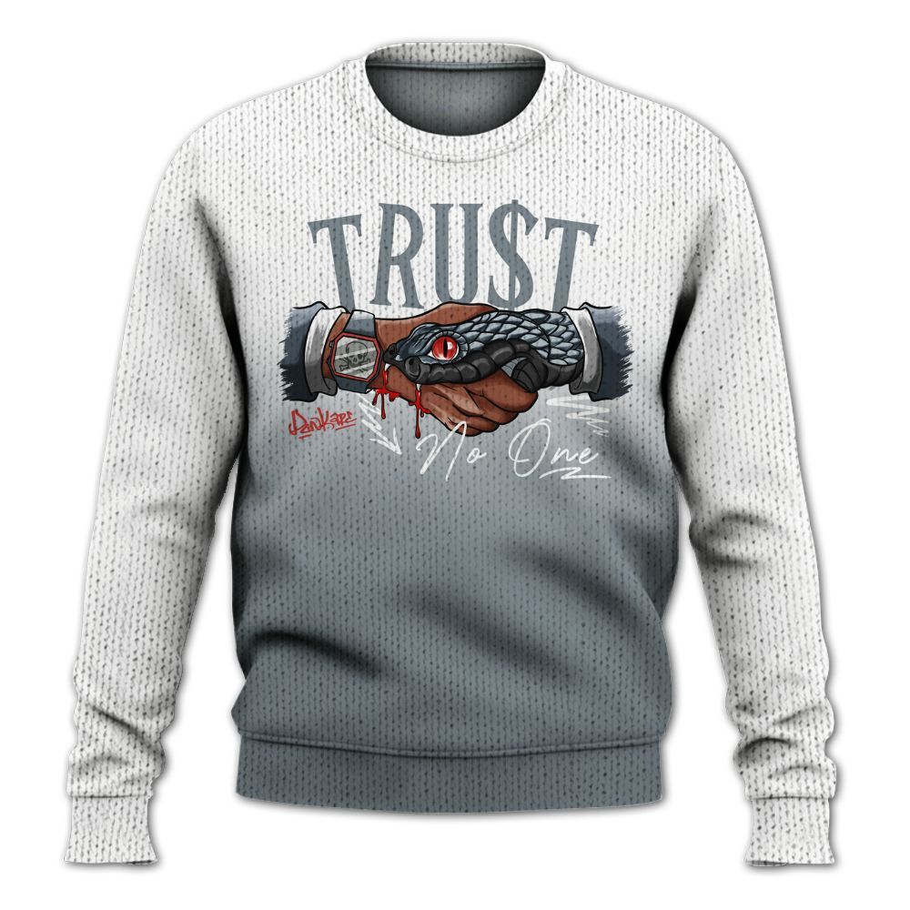 Knitted Sweater To Match Wolf Grey 13s - Snake Trust No One Drip
