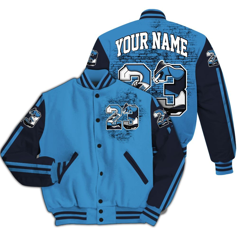 Varsity Jacket To Match Low OG Obsidian 1s - Custom Name Number 23 5s All Over Print