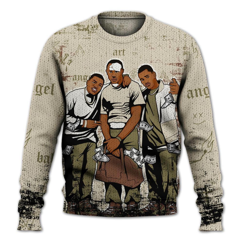 Sweater To Match Sail Neutral Olive 6s - Paid In Full Money Graphic