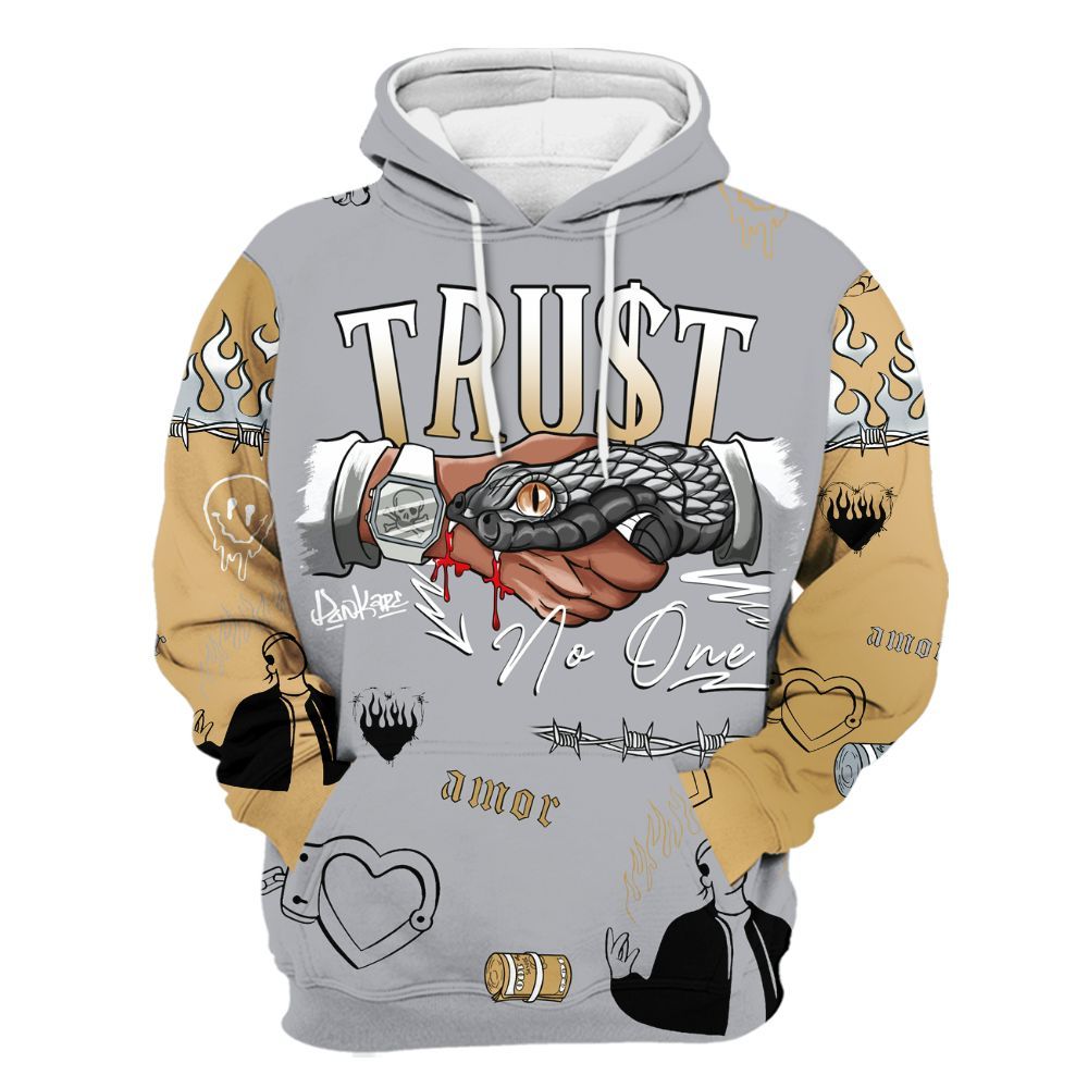 Hoodie To Match Retro High OG Cool Grey 1s - Snake Trust No One All Over Print