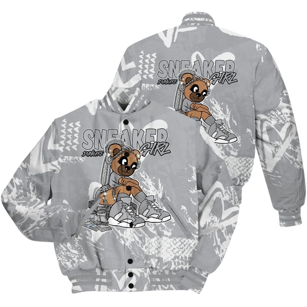 Varsity Jacket To Match Low OG Wolf Grey 1s Shirt - Sneaker Girl Bear Heart Grunge All Over Print
