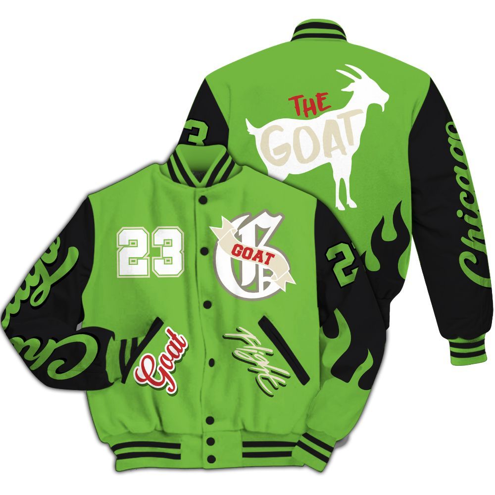 Varsity Jacket To Match Air Max Waffle SP Action Green - The G.O.A.T Flight Streetwear All Over Print