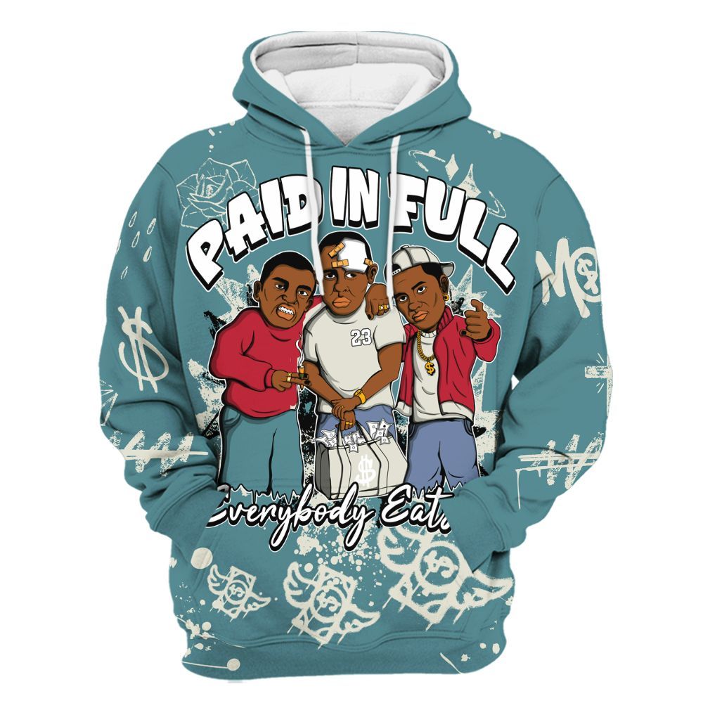 Hoodie To Match Dunk Low Denim Turquoise Royal - Everybody Paid In Full Crayon All Over Print