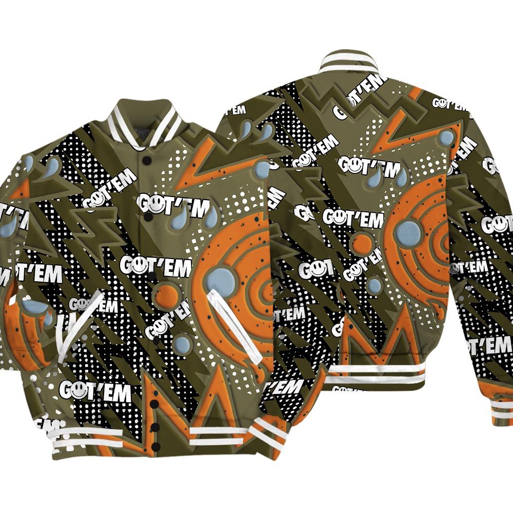 Varsity Jacket To Match Varsity Streetwear Retro Vintage 90s, Olive 5s T-Shirt, Sneaker Olive 5s Baseball Varsity Jacket 1604 NCT