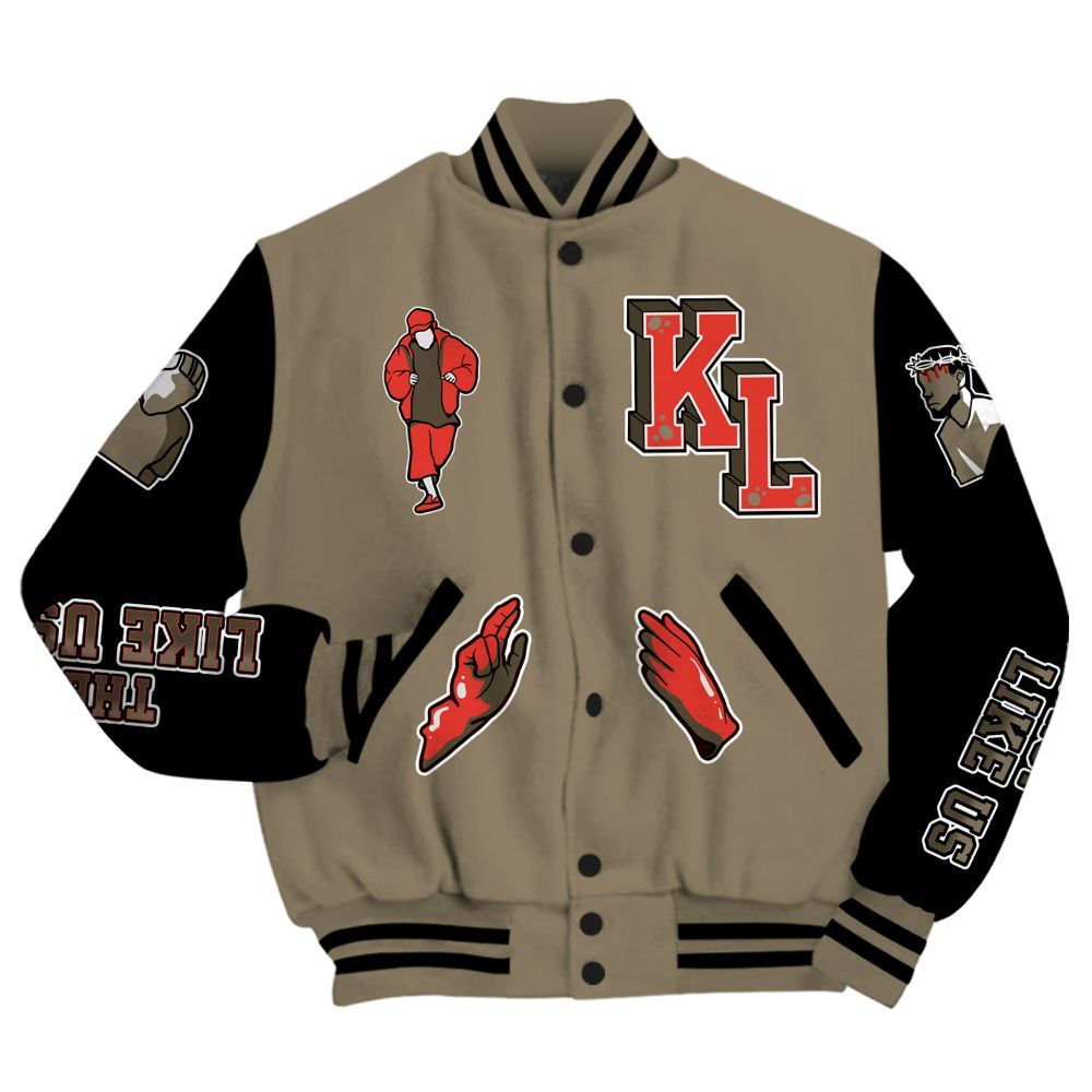Varsity Jacket To Match Olive 9s - Dislike Us Graphic All Over Print