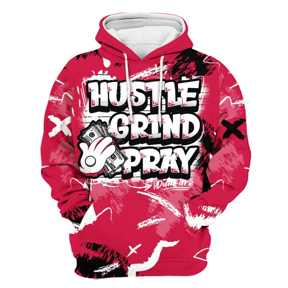 Hoodie To Match Black Toe 14s - Hustle Grind Pray Graphic Street Style All Over Print