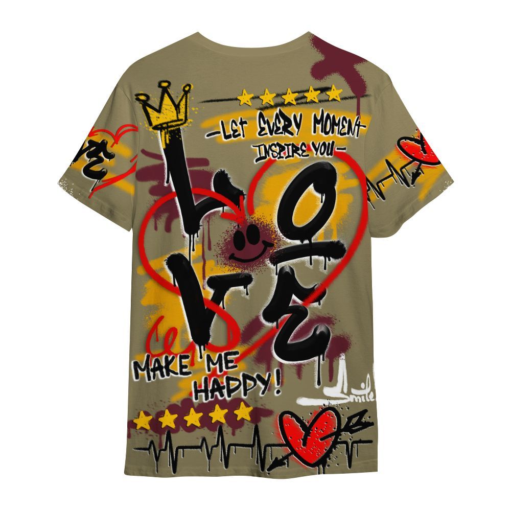 Shirt To Match Black Olive 7s - Happy Love Beats Graffiti Streetwear All Over Print