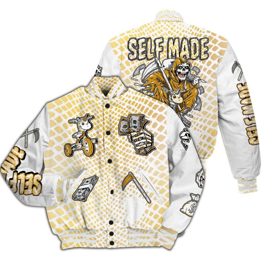 Varsity Jacket To Match Low Yellow Python 11s - Self Make Skeleton All Over Print