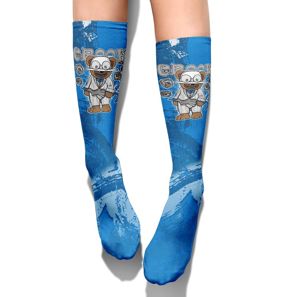 Sock To Match Military Blue 4s - Swindler Bear Circle Slpash