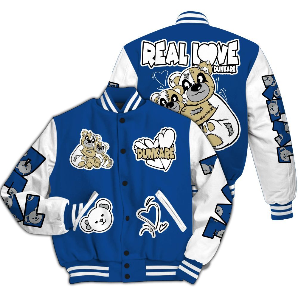 Varsity Jacket To Match Air Ship Royal Blue - Sincere Fondness Bear All Over Print