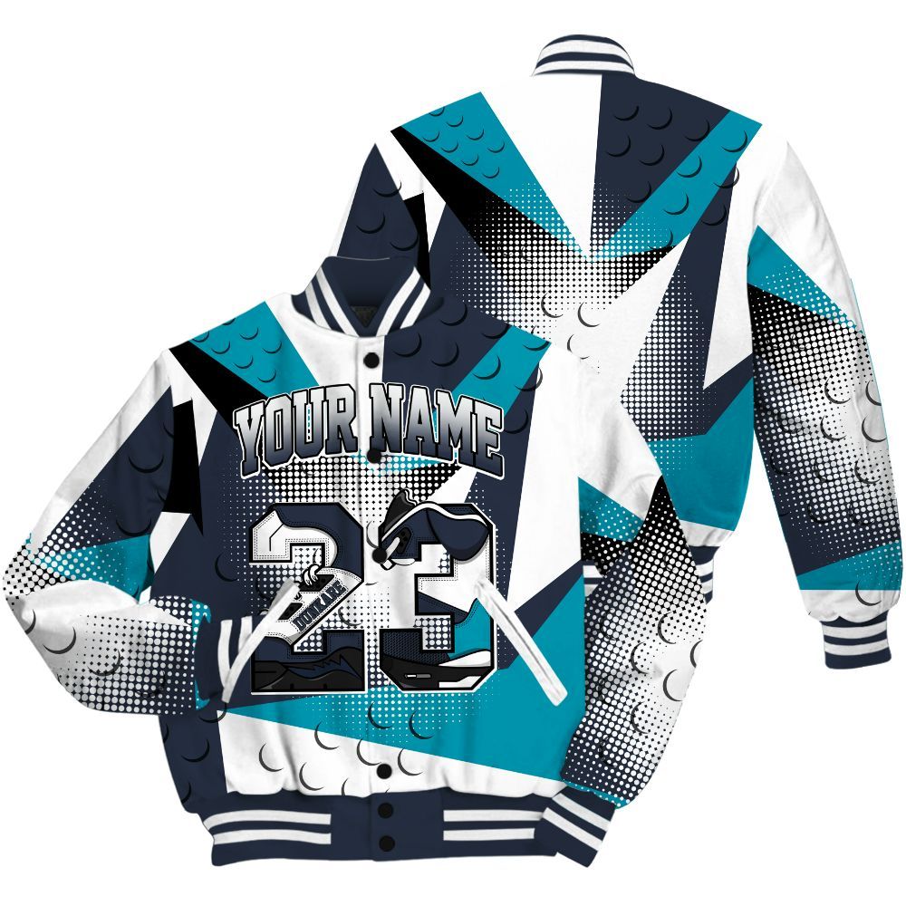 Varsity Jacket To Match Retro Obsidian 13s Shirt, Poly Custom Name Number 23 5s All Over Print